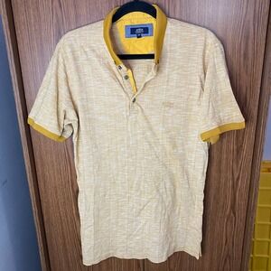 Ette Polo Shirt Mens XXL‎ Yellow Textured Knit Short Sleeve Regular Fit Top